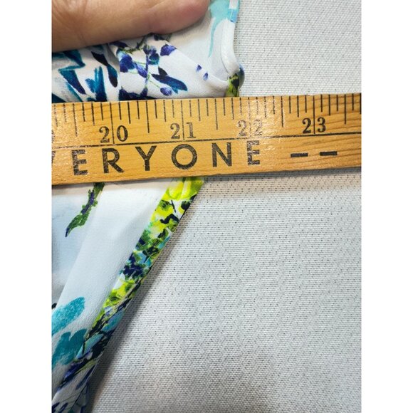 Worthington Womens Floral Mini A-Line Dress Size 16 White Ruffle Sleeves Pocket - Picture 9 of 14